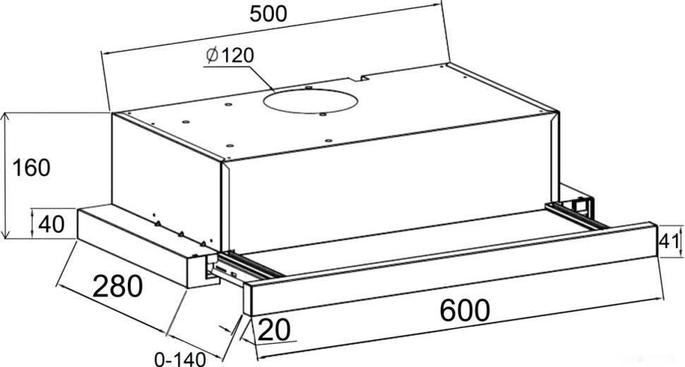 Вытяжка LEX Hubble 600 (нержавеющая сталь)
